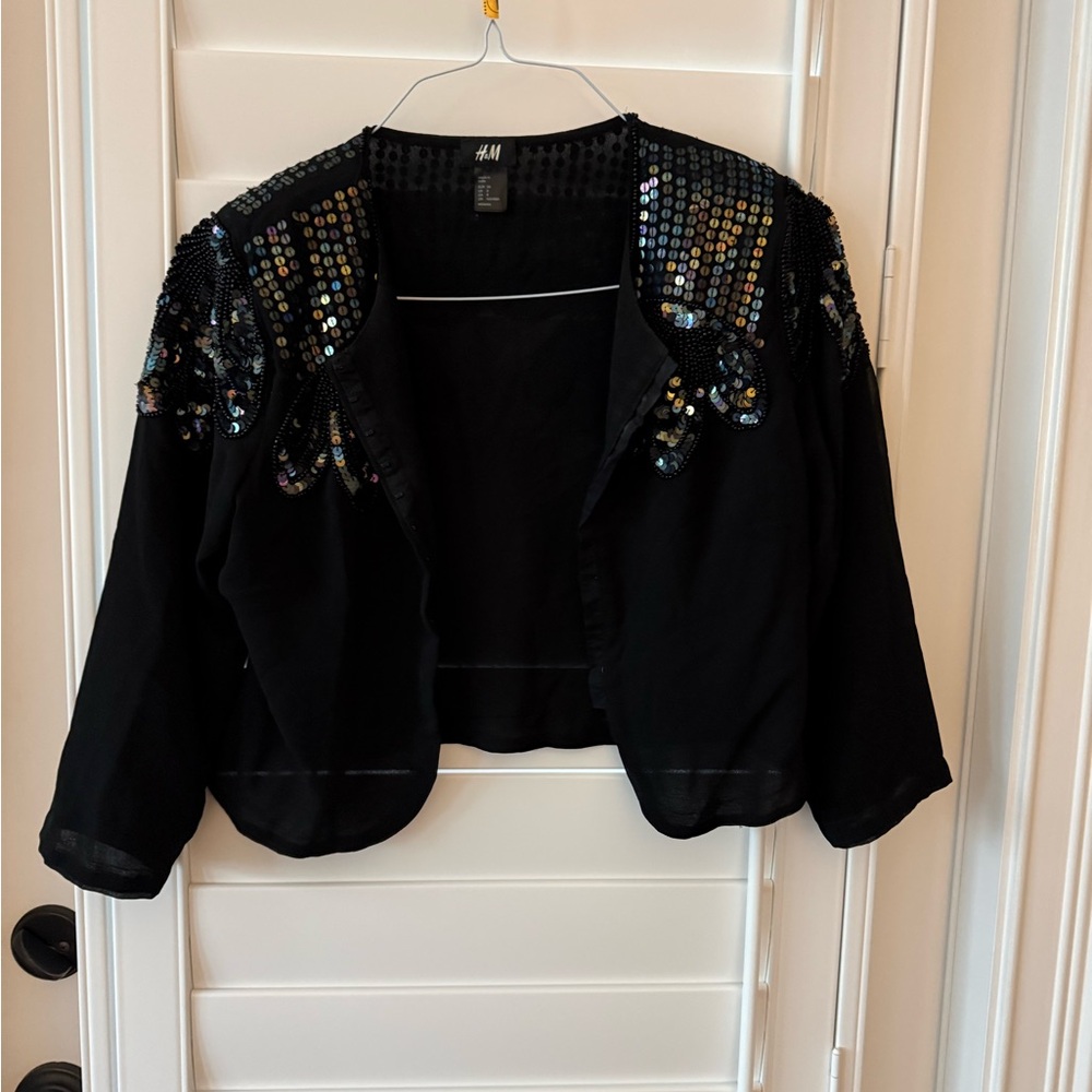 H&M Black Sequin Embellished Topper